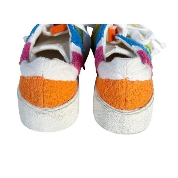 Farm Rio Women's Sz 8 Rainbow Terry Flatform Sneakers Pink Green Blue - Picture 5 of 14